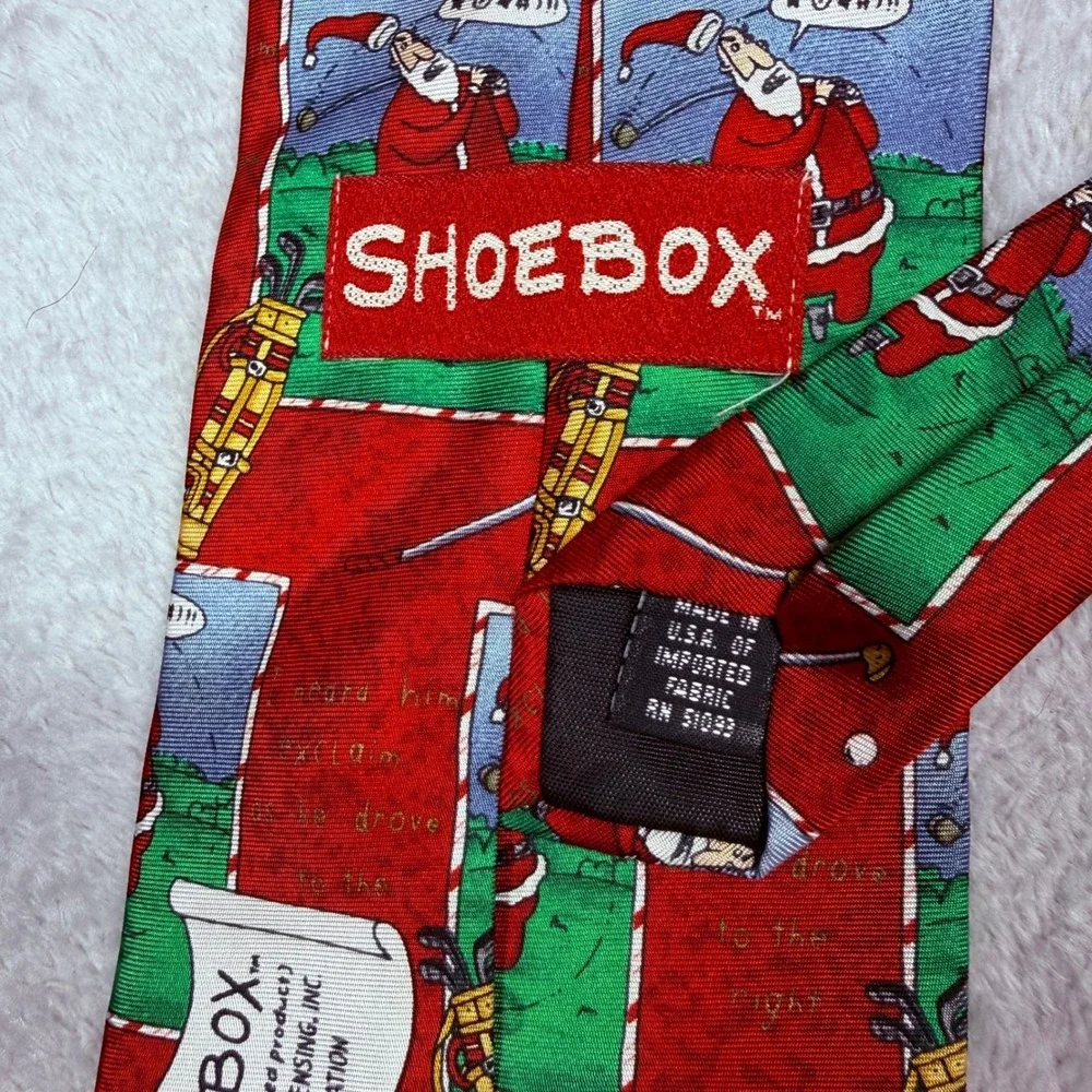 Shoebox Hallmark‎ Golf Santa Christmas Novelty Necktie Holiday Gift